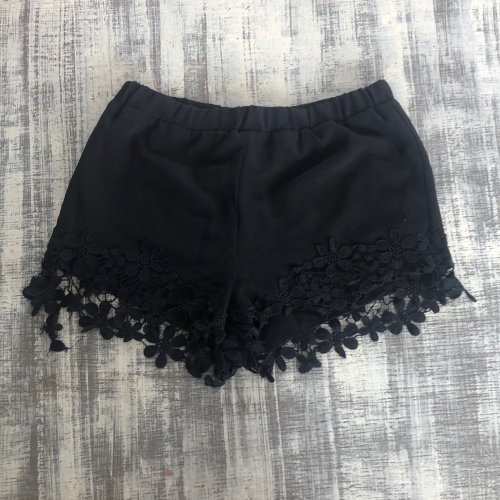 Black crepe shorts